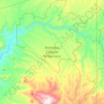 Carte topographique Aravaipa Canyon Wilderness Area, altitude, relief