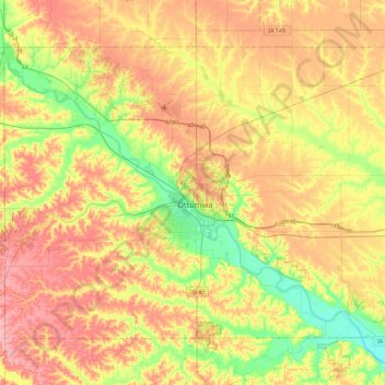 Carte topographique Wapello County, altitude, relief