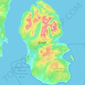 Carte topographique Arran, altitude, relief