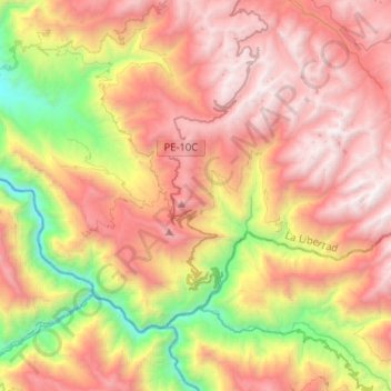 Carte topographique Huancaspata, altitude, relief