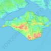 Carte topographique Île de Wight, altitude, relief