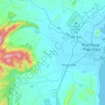 Carte topographique Ninh Phước District, altitude, relief
