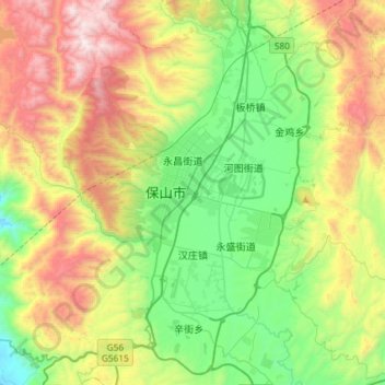 Carte topographique Hanzhuang, altitude, relief