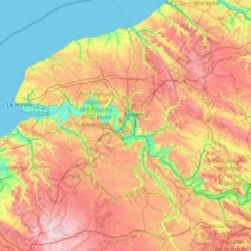 Carte topographique Haute-Normandie, altitude, relief