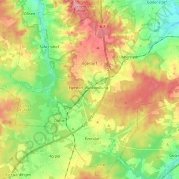 Carte topographique Egestorf, altitude, relief