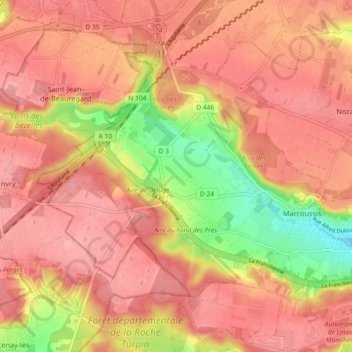Carte topographique 91460, altitude, relief