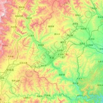 Carte topographique Shexian County, altitude, relief