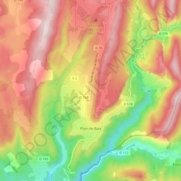 Carte topographique Plan-de-Baix, altitude, relief
