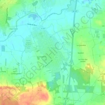 Carte topographique Pont-Péan, altitude, relief