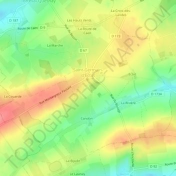 Carte topographique Saint-Germain-d'Ectot, altitude, relief