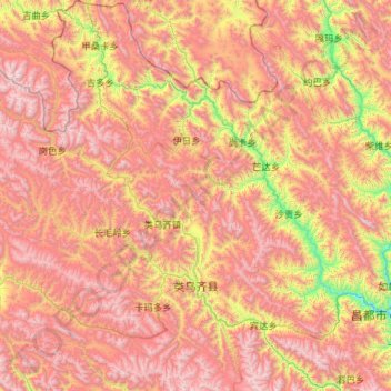 Carte topographique Riwoqê County, altitude, relief