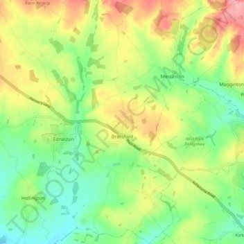 Carte topographique Brailsford CP, altitude, relief