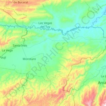 Carte topographique Parroquia Moroturo, altitude, relief