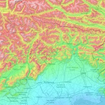 Carte topographique Carnic Alps, altitude, relief