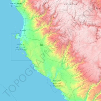 Carte topographique Ica, altitude, relief