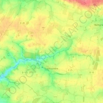 Carte topographique La Rouxière, altitude, relief