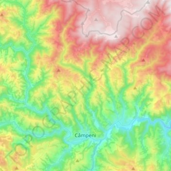 Carte topographique Câmpeni, altitude, relief