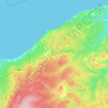 Carte topographique Paroisse de New Bandon, altitude, relief