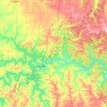 Carte topographique Benton County, altitude, relief