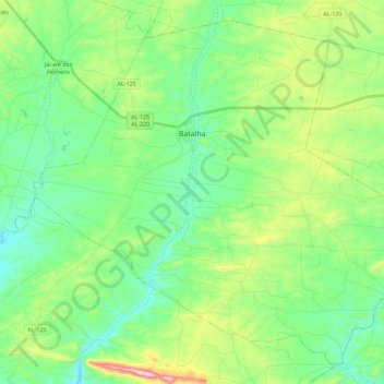 Carte topographique Batalha, altitude, relief