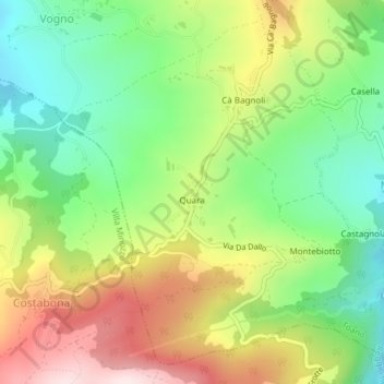 Carte topographique Quara, altitude, relief
