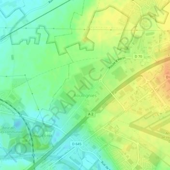 Carte topographique Rouvignies, altitude, relief