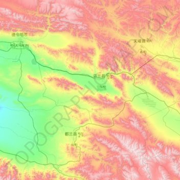 Carte topographique Ulan County, altitude, relief