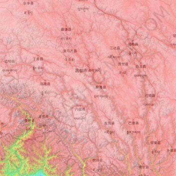 Carte topographique Qamdo, altitude, relief