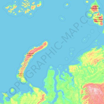 Carte topographique Mer de Kara, altitude, relief