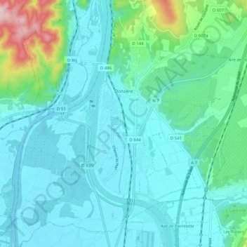 Carte topographique Donzère, altitude, relief