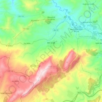 Carte topographique Ibn Ziad, altitude, relief