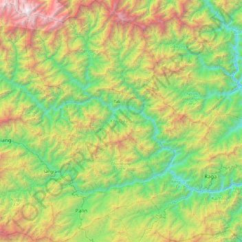 Carte topographique Kra Daadi District, altitude, relief