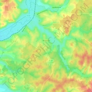 Carte topographique Montaron, altitude, relief