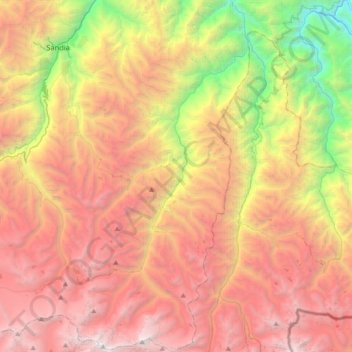 Carte topographique Quiaca, altitude, relief