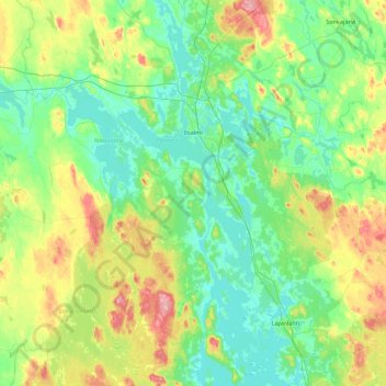 Carte topographique Iisalmi, altitude, relief