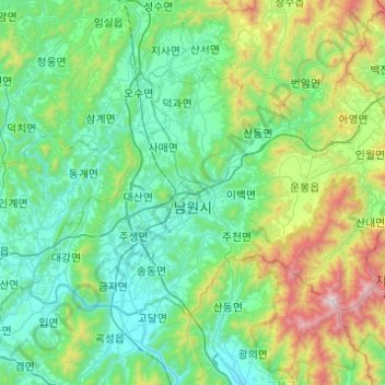 Carte topographique Namwon-si, altitude, relief