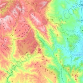 Carte topographique Gairo, altitude, relief