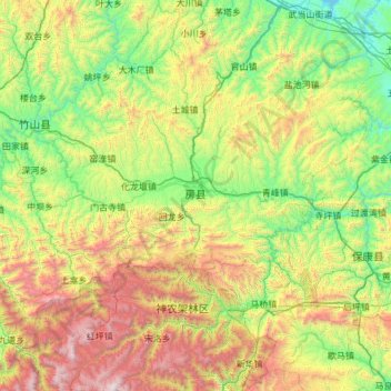 Carte topographique Fang County, altitude, relief