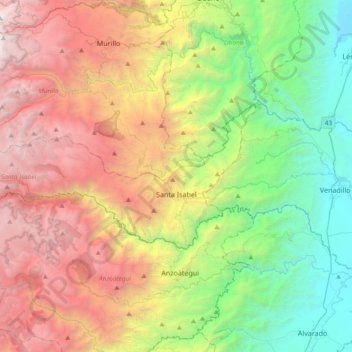 Carte topographique Santa Isabel, altitude, relief