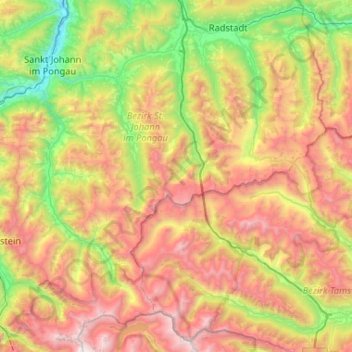 Carte topographique Radstädter Tauern, altitude, relief