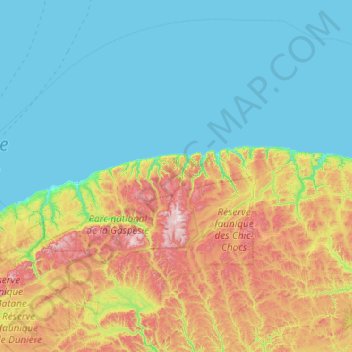 Carte topographique La Haute-Gaspésie, altitude, relief