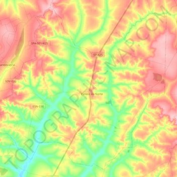 Carte topographique Estrela do Norte, altitude, relief
