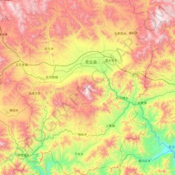 Carte topographique Lingqiu County, altitude, relief