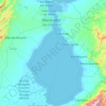 Carte topographique Lago de Maracaibo, altitude, relief