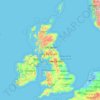 Carte topographique Reino Unido, altitude, relief