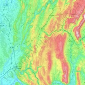 Carte topographique Haut-Bugey Agglomération, altitude, relief