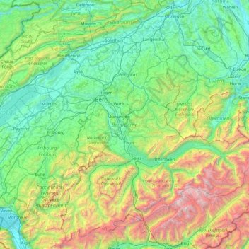 Carte topographique Bern, altitude, relief