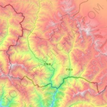 Carte topographique Kyirong Township, altitude, relief
