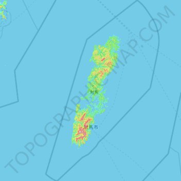 Carte topographique Tsushima, altitude, relief