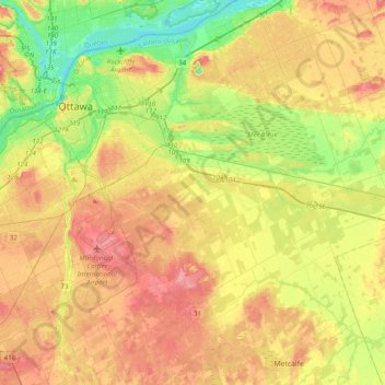 Carte topographique Gloucester, altitude, relief